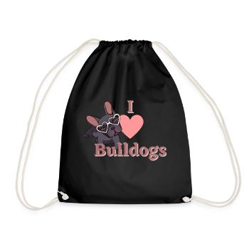 I love bulldogs - Drawstring Bag - black - Front