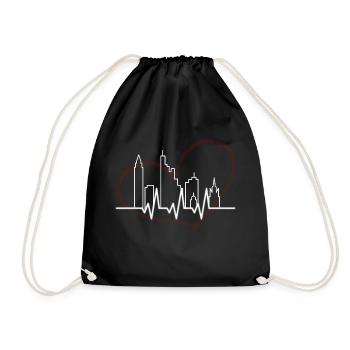 Frankfurt Skyline Heartbeat Fan I Love Frankfur - Drawstring Bag - black - Front