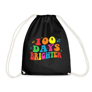 100 days brighter - 100th Day Of School Gift - Drawstring Bag - black - Front