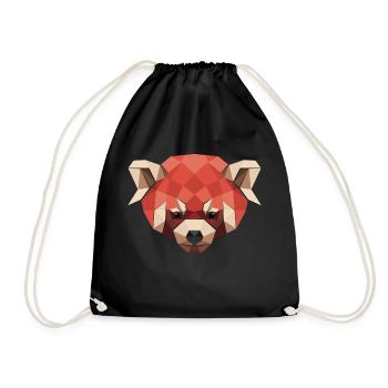 Red stained glass panda - Drawstring Bag - black - Front