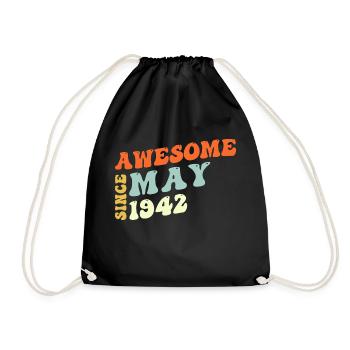 Groovy 81 Years Old Awesome Since May 1942 81st - Drawstring Bag - black - Front