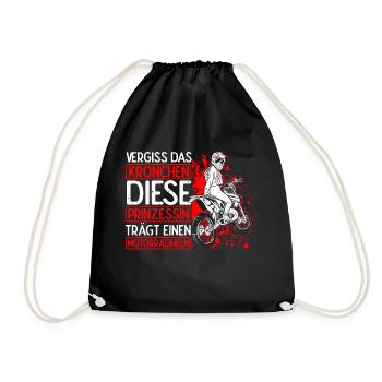 Bikerin Motorradfahrerin Kein Krönchen Spruch Bike - Turnbeutel - Schwarz - Vorne