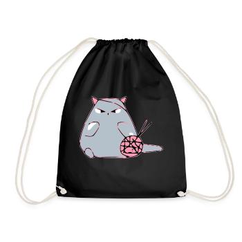 Dodi le chat qui tricote - Sac de sport léger - noir - Devant