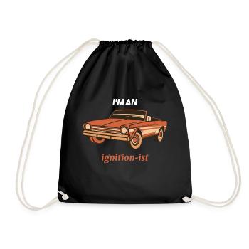 I'm An Ignition-Ist Funny Retro Car Lover Present - Drawstring Bag - black - Front