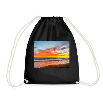 Red Sunset on the Sea - Drawstring Bag - black - Front