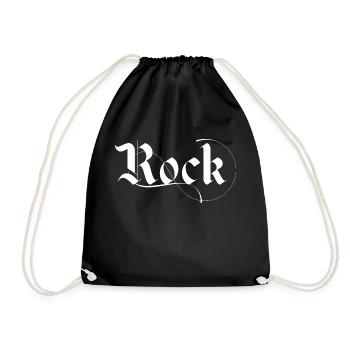 rock typography - Drawstring Bag - black - Front