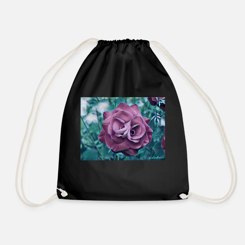 Rose - Drawstring Bag - black