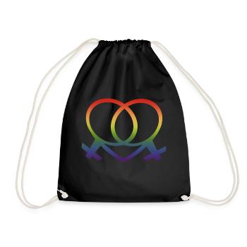 Frauenliebe Regebogenfahne lesbisches Pride Outfit - Turnbeutel - Schwarz - Vorne