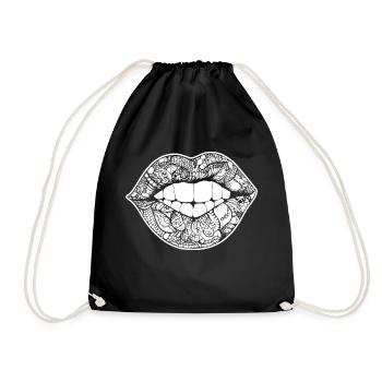 Lips, mouth, kissing lips - Drawstring Bag - black - Front