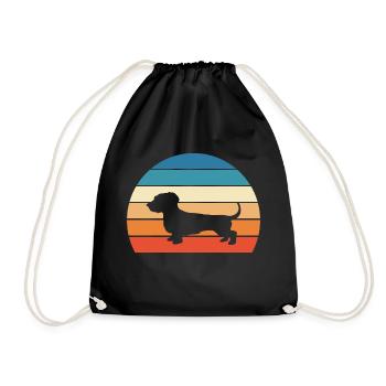 Teckel Teckel Retro Chien - Sac de sport léger - noir - Devant