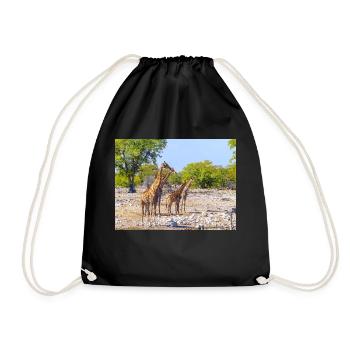 Giraffe und Landschaft im Etosha Nationalpark - Turnbeutel - Schwarz - Vorne