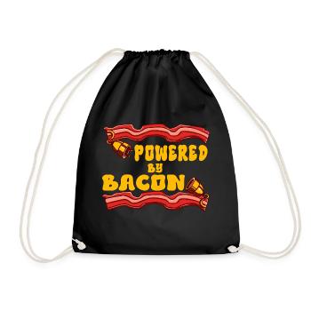 Powered by Bacon Funny Bacon Lover - Drawstring Bag - black - Front