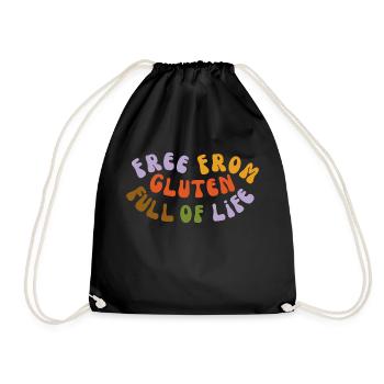 Free from gluten full of life V.2 - Turnbeutel - Schwarz - Vorne