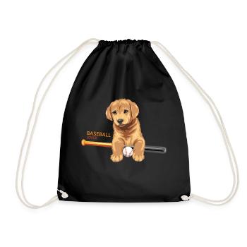 Lustiger Golden Retriever Welpe Baseball-Liebhaber - Turnbeutel - Schwarz - Vorne