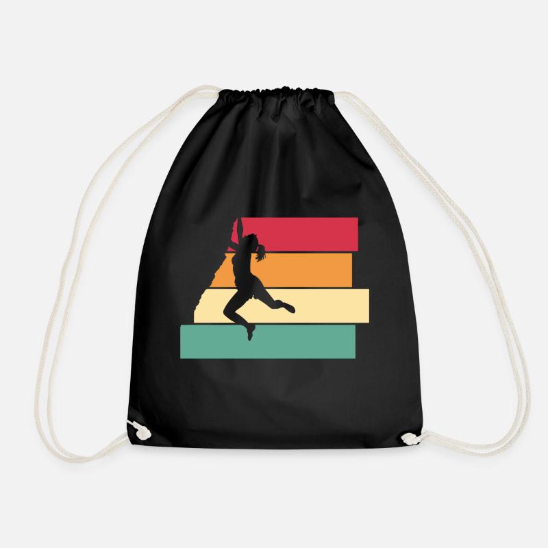 Rock Climbing Vintage Mountains - Drawstring Bag - black