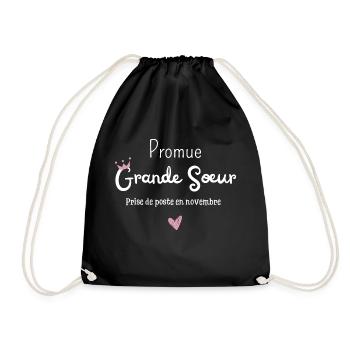 Promue grande soeur en novembre- annonce grossesse - Sac de sport léger - noir - Devant