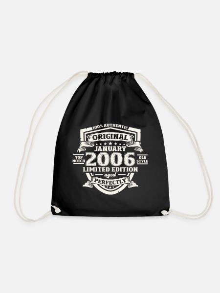 18th Birthday January Vintage 2006 Original - Drawstring Bag - black