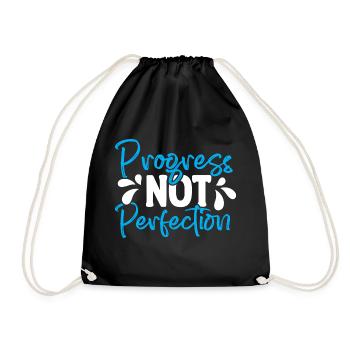 Progress instead of perfection Self-love - Drawstring Bag - black - Front