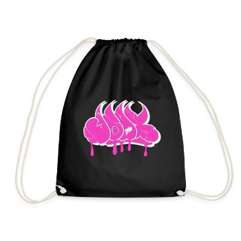 Graffiti Throwup Beast pink - Joax - Turnbeutel - Schwarz - Vorne