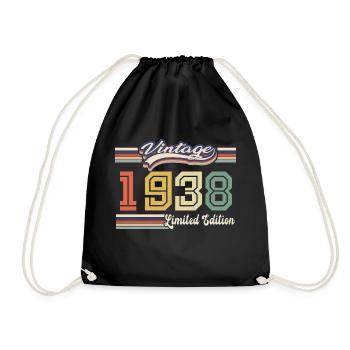 1938 Birthday Gift Awesome Since 1938 Came - Drawstring Bag - black - Front