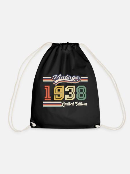 1938 Birthday Gift Awesome Since 1938 Came - Drawstring Bag - black