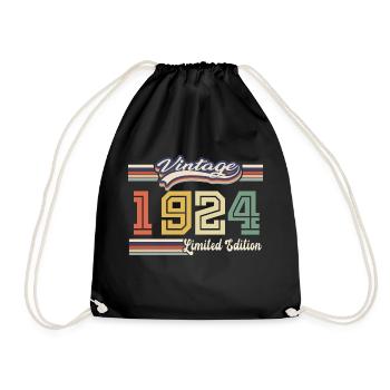 1924 Birthday Gift Awesome Since 1924 Came - Drawstring Bag - black - Front