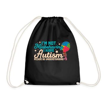 Luftballon Autist Autism thing Puzzleteil - Turnbeutel - Schwarz - Vorne