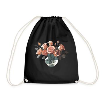 Roses dans un vase rouge rose esthétique - Sac de sport léger - noir - Devant