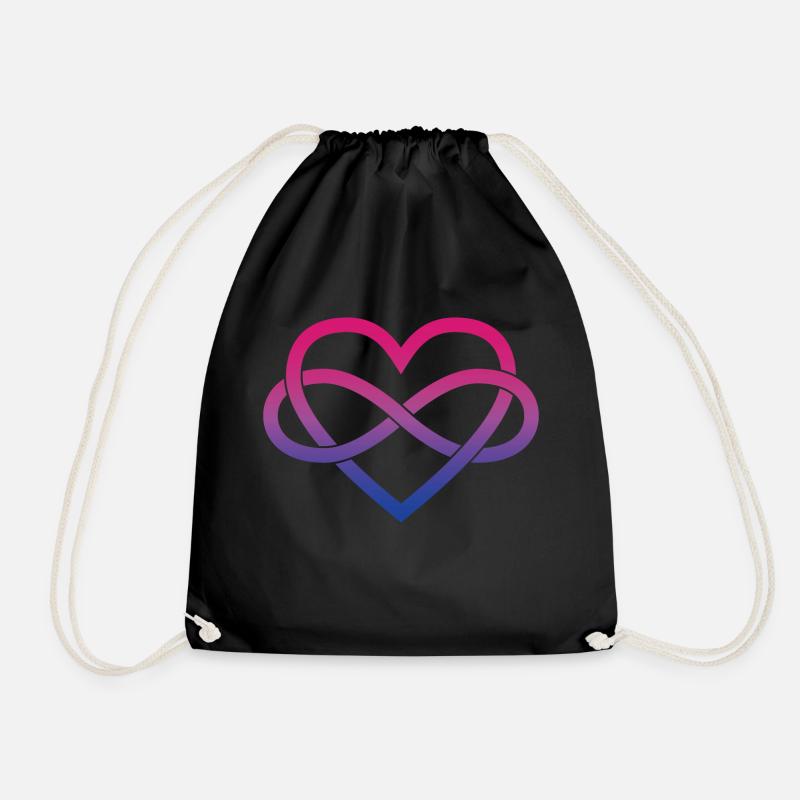 Polyamory Infinity Heart - Bi - Drawstring Bag - black