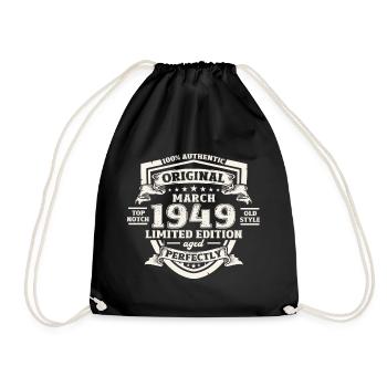75th birthday Legendary since March Born in 1949 - Drawstring Bag - black - Front