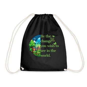 Climate Awareness. Be the change. - Drawstring Bag - black - Front