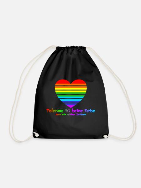 love pride rainbow tolerance LGBTQIA+ - Drawstring Bag - black