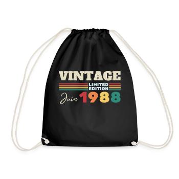 Vintage juin 1988 cadeau anniversaire - Sac de sport léger - noir - Devant