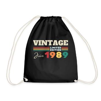 Vintage juin 1989 cadeau anniversaire - Sac de sport léger - noir - Devant