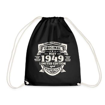 Original 1949 Jahrgang 1949 75. Geburtstag 1949 - Turnbeutel - Schwarz - Vorne