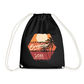 Original 2011 Retro 2011 Birthday Gift - Drawstring Bag - black - Front