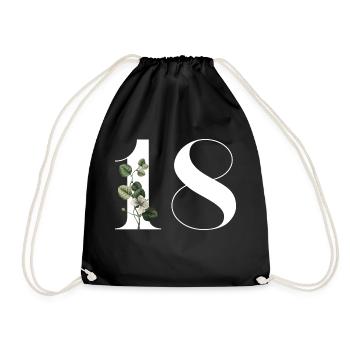 Numéro 18 floral vert -18e anniversaire floral - Sac de sport léger - noir - Devant