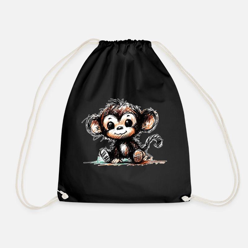 Äffchen - Turnbeutel - Schwarz
