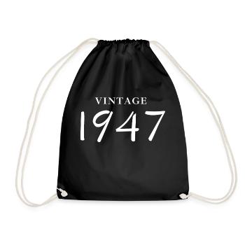 Jahrgang 1947 - Geschenkidee zum Geburtstag - Turnbeutel - Schwarz - Vorne