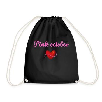 Heart for pink october - Drawstring Bag - black - Front