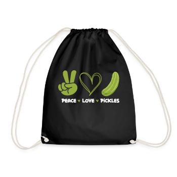 Peace Love Pickles - Amateur de cornichons amusant - Sac de sport léger - noir - Devant