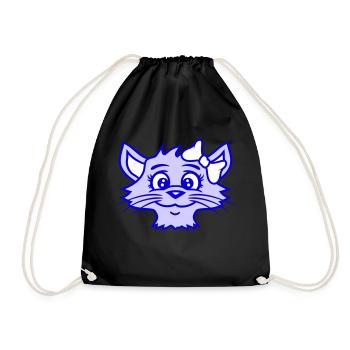 Cute Girl Cat Pretty Bow Woman Female - Drawstring Bag - black - Front