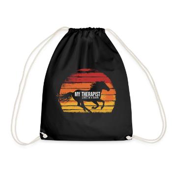 My therapist lives in the stable - Drawstring Bag - black - Front