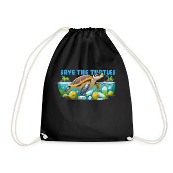 Save The Turtles - Drawstring Bag - black - Front