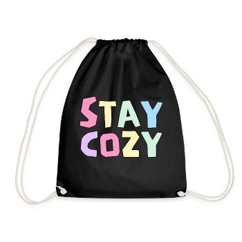 Funny Stay Cozy, Humor Winter Season Lovers - Drawstring Bag - black - Front
