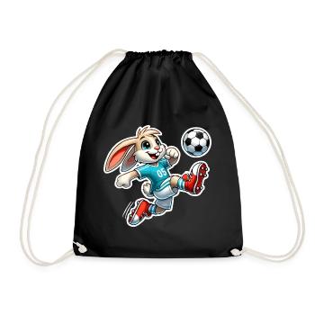 Rabbit playing football - Drawstring Bag - black - Front