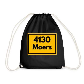 Town sign - then retro old zip code 4130 MOERS - Drawstring Bag - black - Front
