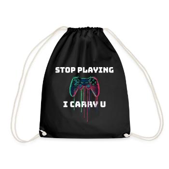 Arrêtez de jouer I Carry U - Design pour les joueurs et les enfants - Sac de sport léger - noir - Devant