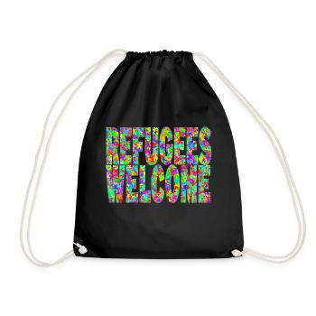 les réfugiés accueillent et de nombreux papillons colorés - Sac de sport léger - noir - Devant