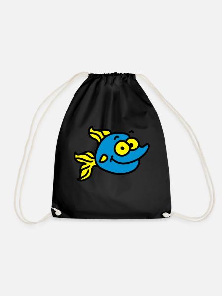 lustiger Fisch - Turnbeutel - Schwarz